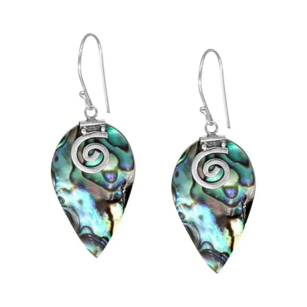 NEW Paua Shell 925 Sterling Silver Drop Earrings